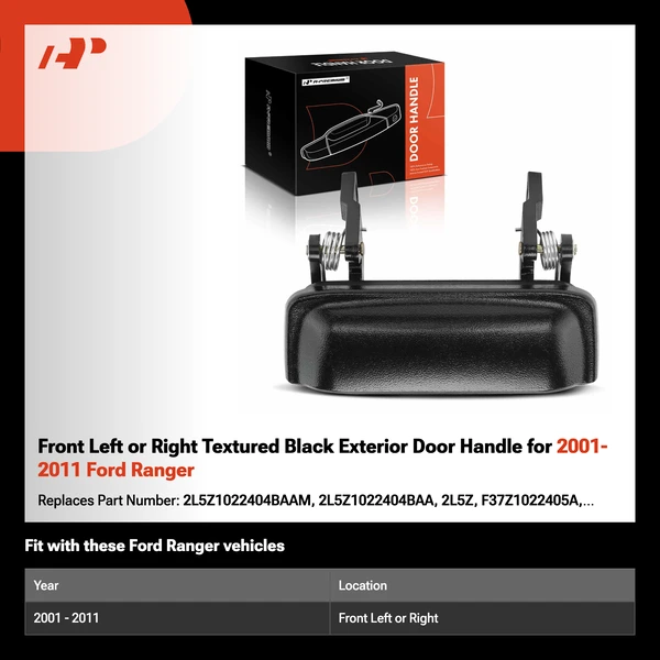 Front Left or Right Textured Black Exterior Door Handle for 2001-2011 Ford Ranger