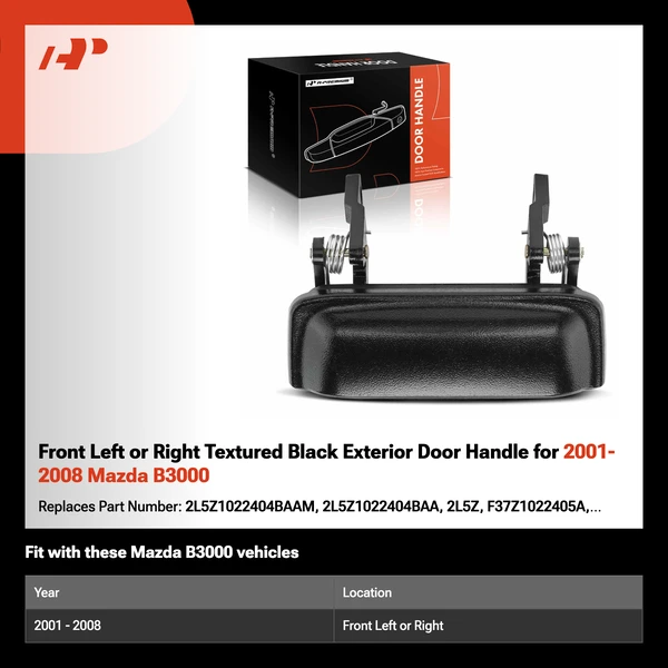 Front Left or Right Textured Black Exterior Door Handle for 2001-2008 Mazda B3000