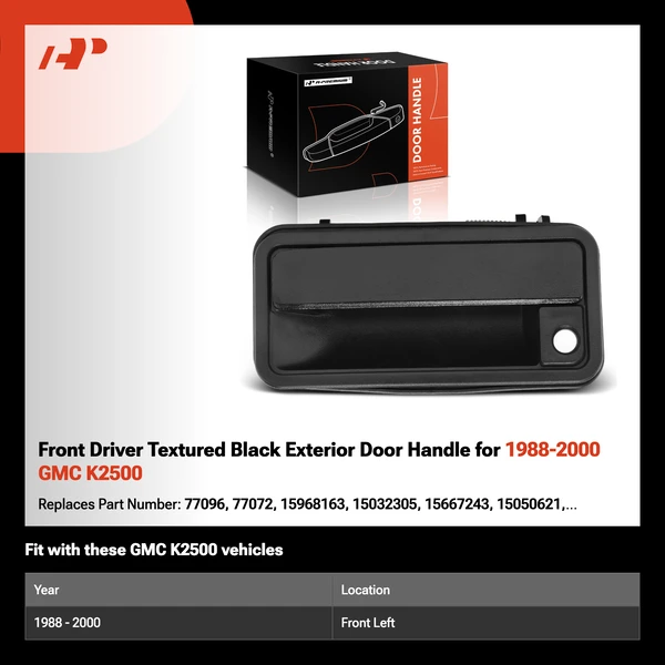 Front Driver Textured Black Exterior Door Handle for 1988-2000 GMC K2500
