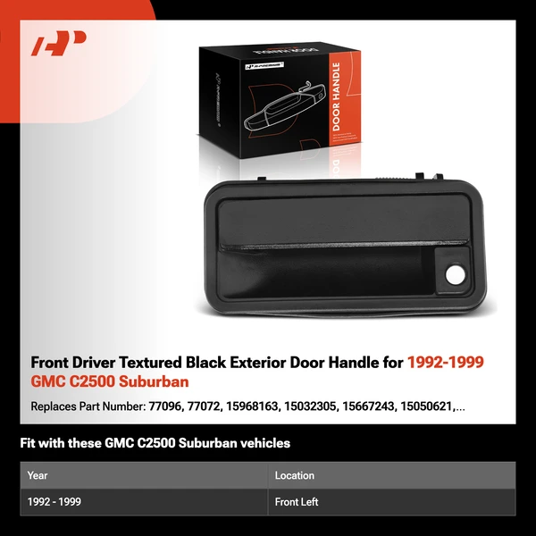 Front Driver Textured Black Exterior Door Handle for 1992-1999 GMC C2500 Suburban