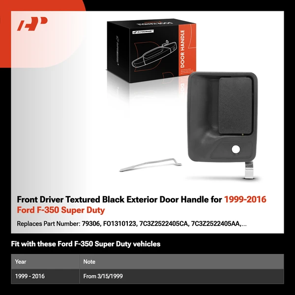 Front Driver Textured Black Exterior Door Handle for 1999-2016 Ford F-350 Super Duty