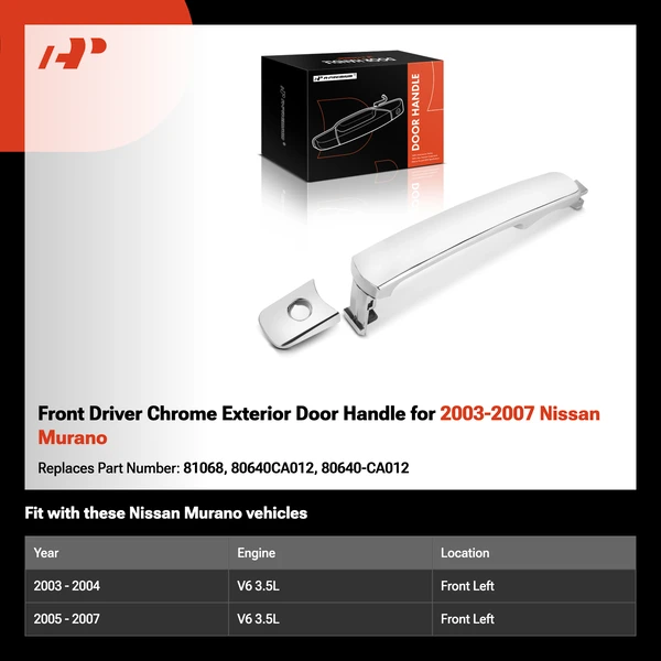Front Driver Chrome Exterior Door Handle for 2003-2007 Nissan Murano