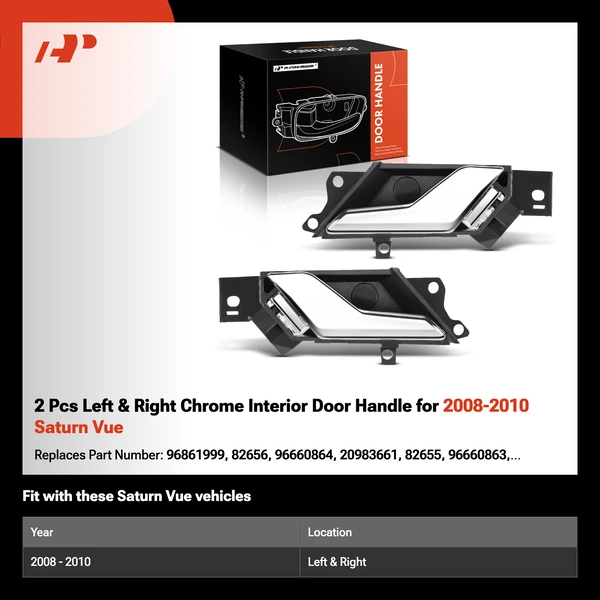 2 Pcs Left & Right Chrome Interior Door Handle for 2008-2010 Saturn Vue
