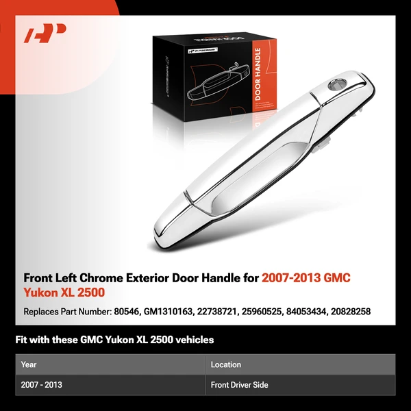 Front Left Chrome Exterior Door Handle for 2007-2013 GMC Yukon XL 2500
