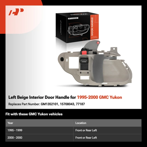 Left Beige Interior Door Handle for 1995-2000 GMC Yukon