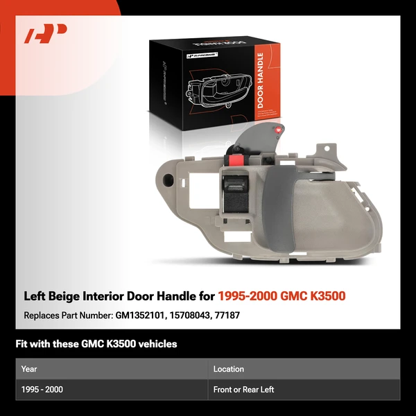 Left Beige Interior Door Handle for 1995-2000 GMC K3500