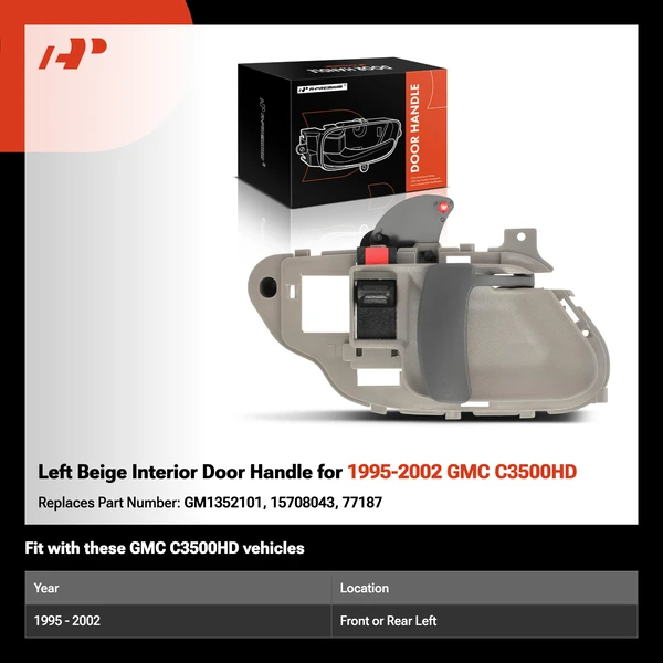 Left Beige Interior Door Handle for 1995-2002 GMC C3500HD