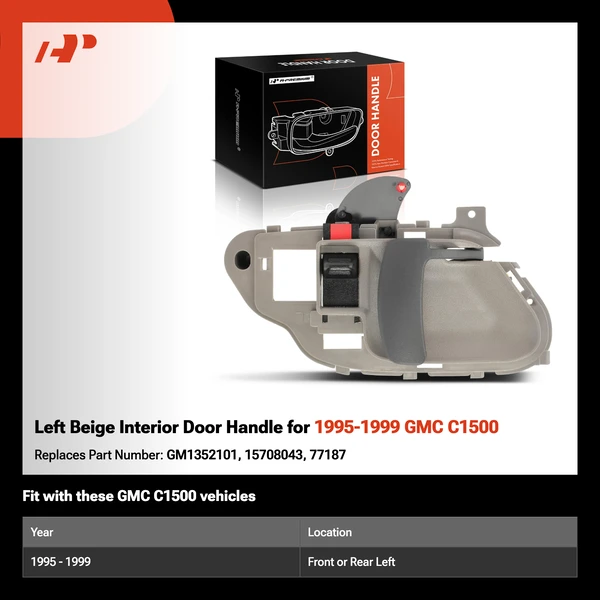 Left Beige Interior Door Handle for 1995-1999 GMC C1500