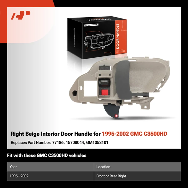 Right Beige Interior Door Handle for 1995-2002 GMC C3500HD