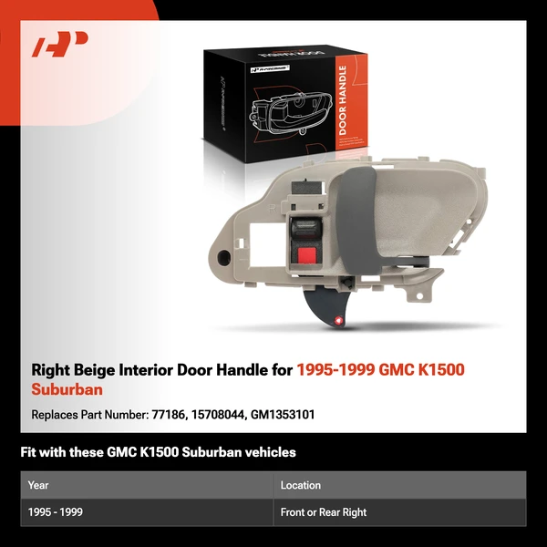 Right Beige Interior Door Handle for 1995-1999 GMC K1500 Suburban