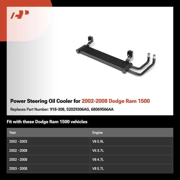 Power Steering Oil Cooler for 2002-2008 Dodge Ram 1500