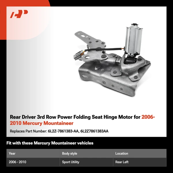 Rear Driver 3rd Row Power Folding Seat Hinge Motor for 2006-2010 Mercury Mountaineer