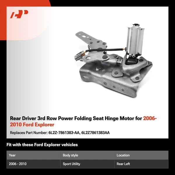 Rear Driver 3rd Row Power Folding Seat Hinge Motor for 2006-2010 Ford Explorer