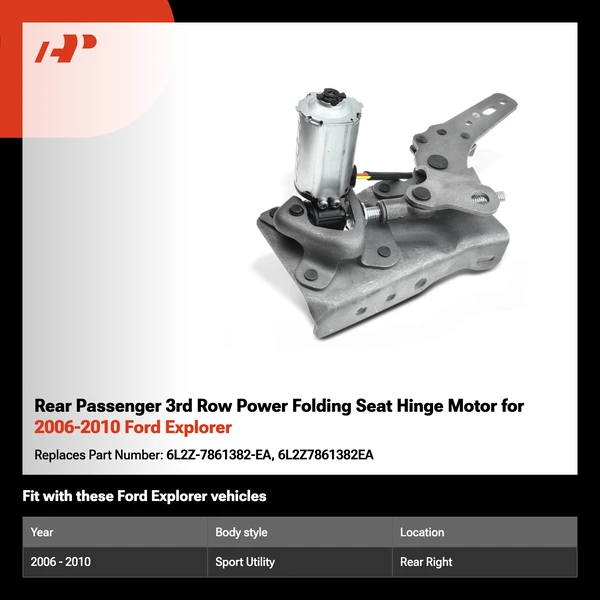 Rear Passenger 3rd Row Power Folding Seat Hinge Motor for 2006-2010 Ford Explorer