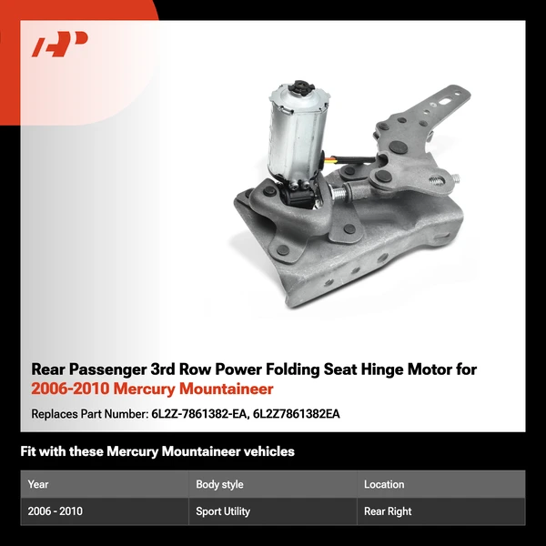 Rear Passenger 3rd Row Power Folding Seat Hinge Motor for 2006-2010 Mercury Mountaineer