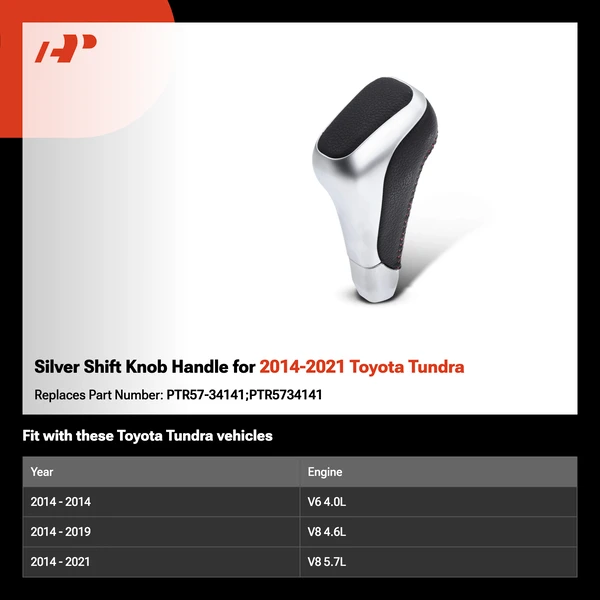 Silver Shift Knob Handle for 2014-2021 Toyota Tundra