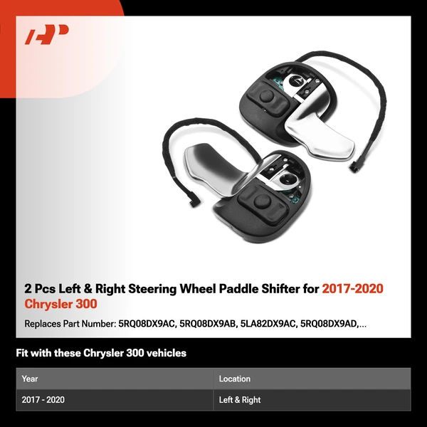 2 Pcs Left & Right Steering Wheel Paddle Shifter for 2017-2020 Chrysler 300