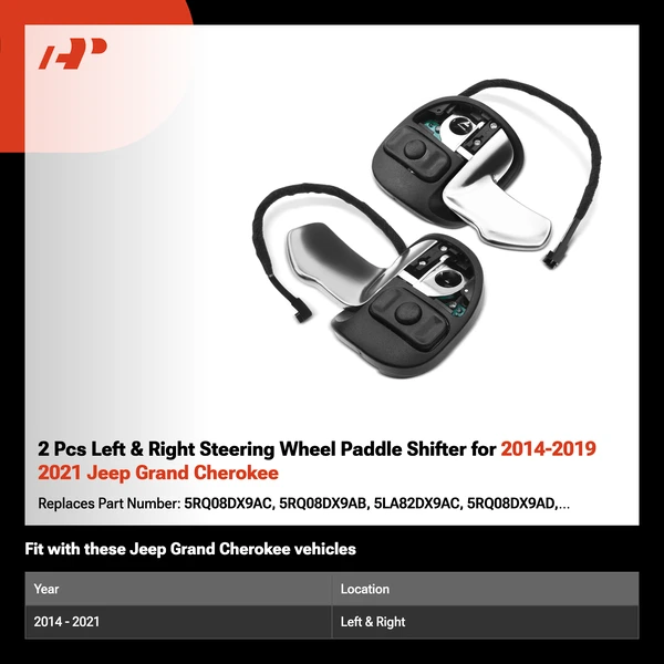 2 Pcs Left & Right Steering Wheel Paddle Shifter for 2014-2019 2021 Jeep Grand Cherokee