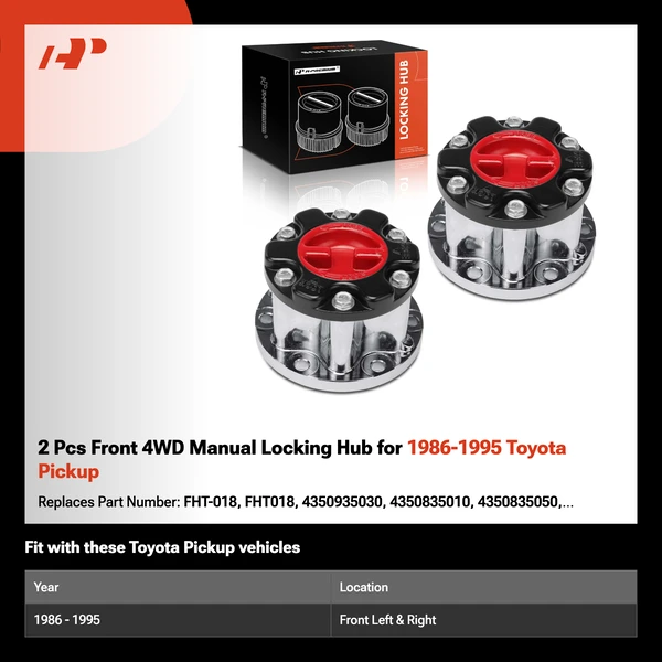 2 Pcs Front 4WD Manual Locking Hub for 1986-1995 Toyota Pickup