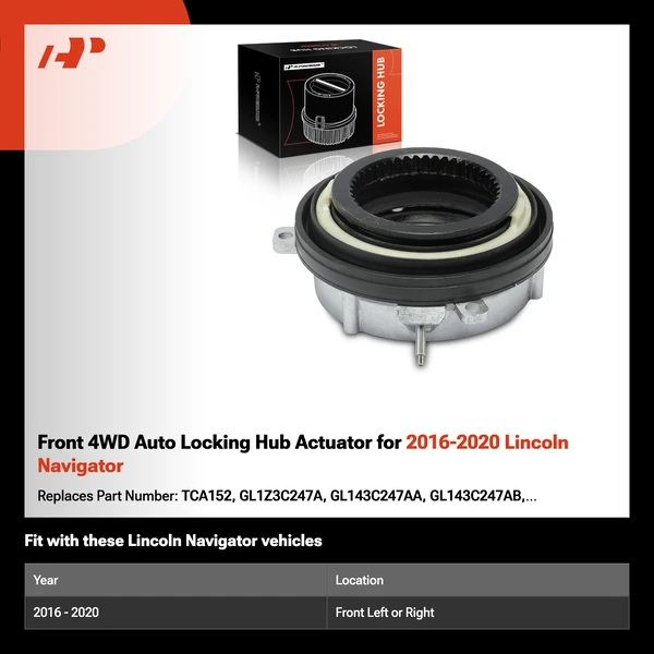 Front 4WD Auto Locking Hub Actuator for 2016-2020 Lincoln Navigator