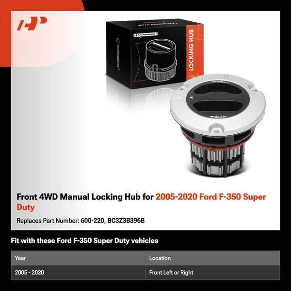 Front 4WD Manual Locking Hub for 2005-2020 Ford F-350 Super Duty