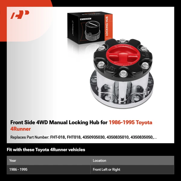 Front Side 4WD Manual Locking Hub for 1986-1995 Toyota 4Runner