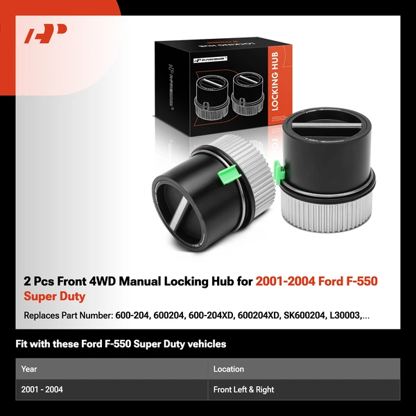 2 Pcs Front 4WD Manual Locking Hub for 2001-2004 Ford F-550 Super Duty