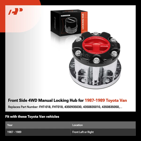 Front Side 4WD Manual Locking Hub for 1987-1989 Toyota Van