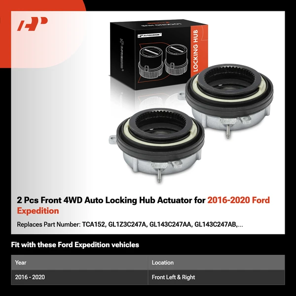 2 Pcs Front 4WD Auto Locking Hub Actuator for 2016-2020 Ford Expedition