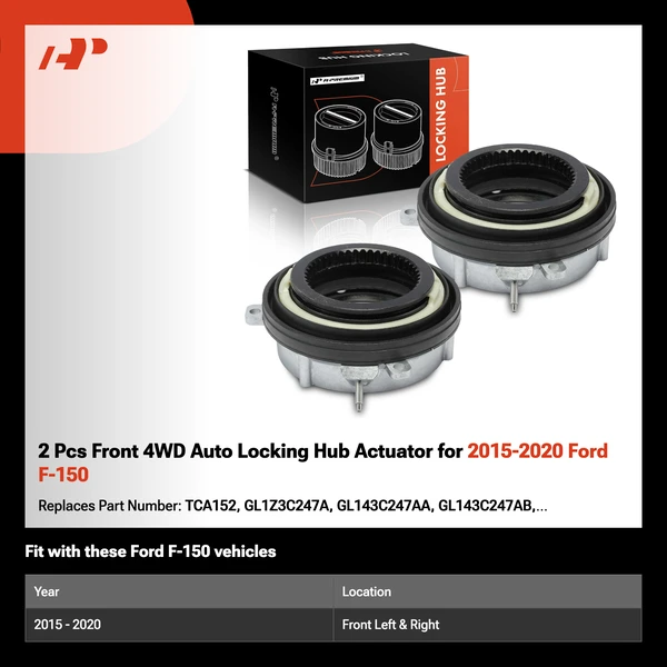 2 Pcs Front 4WD Auto Locking Hub Actuator for 2015-2020 Ford F-150