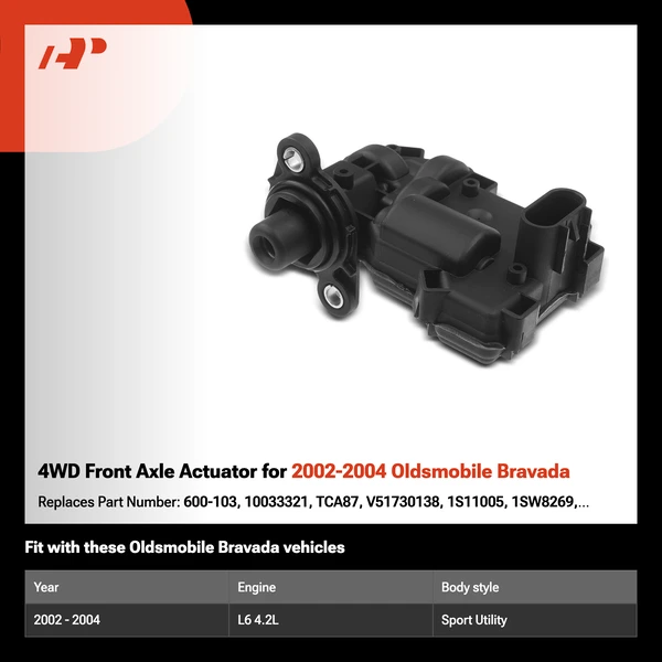 4WD Front Axle Actuator for 2002-2004 Oldsmobile Bravada