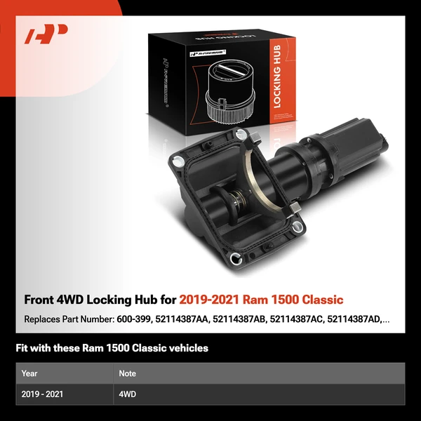 Front 4WD Locking Hub for 2019-2021 Ram 1500 Classic
