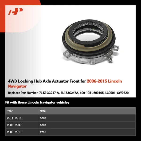4WD Locking Hub Axle Actuator Front for 2006-2015 Lincoln Navigator