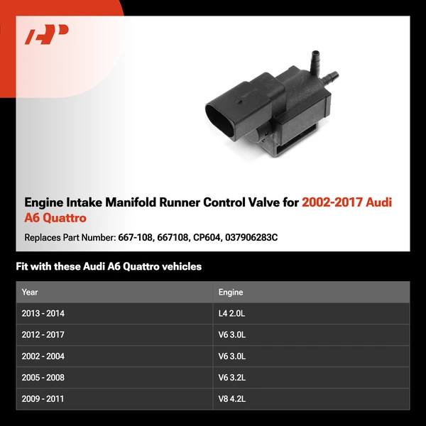 Engine Intake Manifold Runner Control Valve for 2002-2017 Audi A6 Quattro