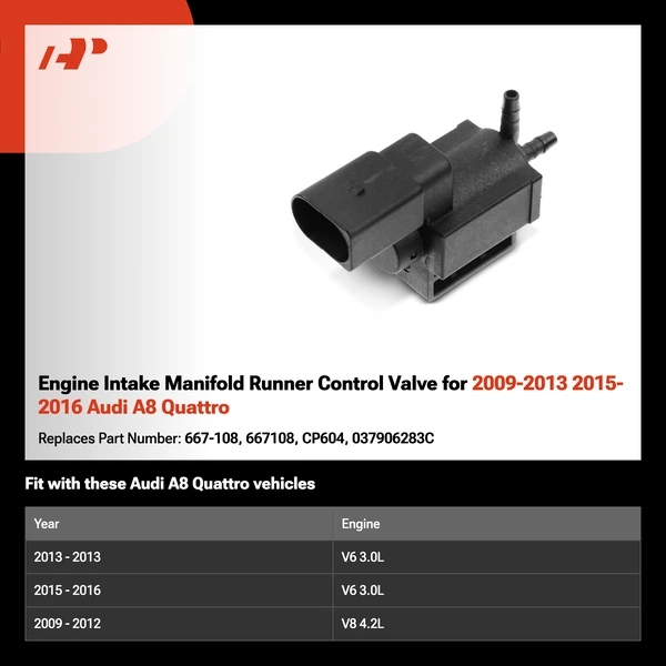 Engine Intake Manifold Runner Control Valve for 2009-2013 2015-2016 Audi A8 Quattro