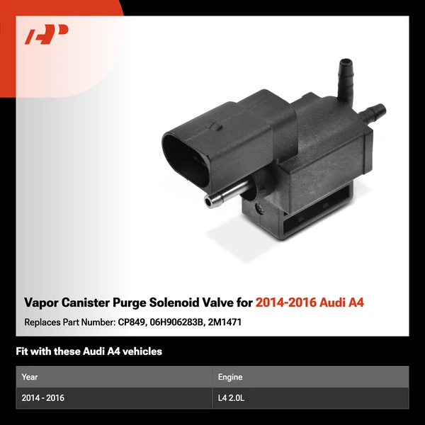 Vapor Canister Purge Solenoid Valve for 2014-2016 Audi A4