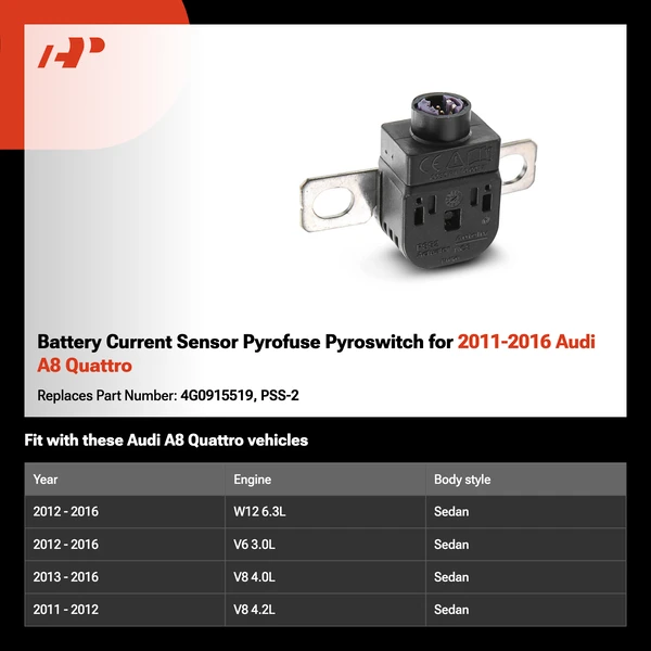 Battery Current Sensor Pyrofuse Pyroswitch for 2011-2016 Audi A8 Quattro