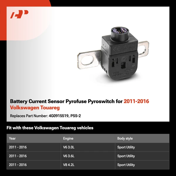 Battery Current Sensor Pyrofuse Pyroswitch for 2011-2016 Volkswagen Touareg