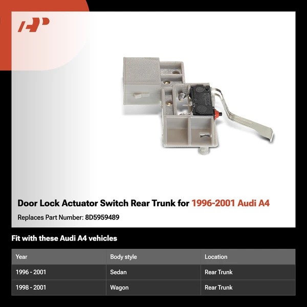 Door Lock Actuator Switch Rear Trunk for 1996-2001 Audi A4