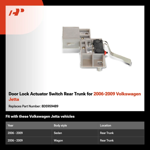 Door Lock Actuator Switch Rear Trunk for 2006-2009 Volkswagen Jetta