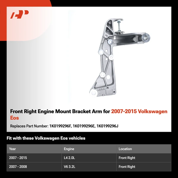 Front Right Engine Mount Bracket Arm for 2007-2015 Volkswagen Eos
