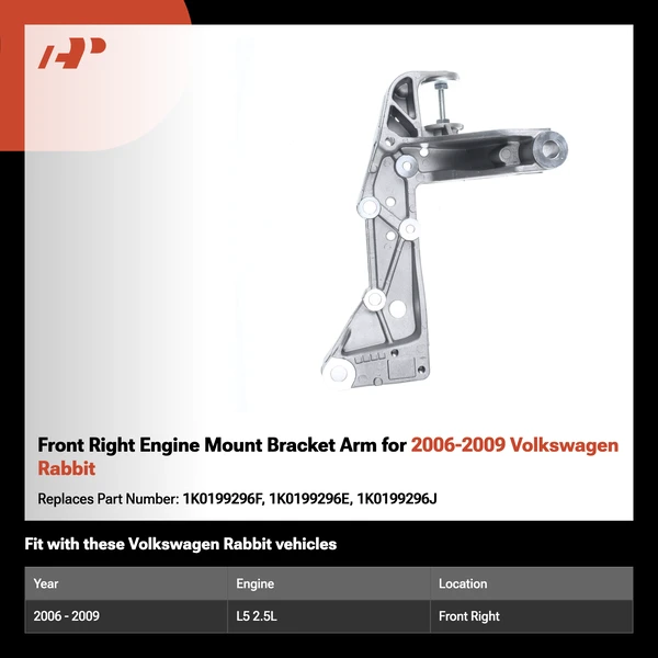 Front Right Engine Mount Bracket Arm for 2006-2009 Volkswagen Rabbit