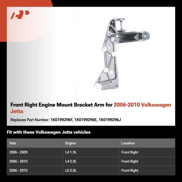 Front Right Engine Mount Bracket Arm for 2006-2010 Volkswagen Jetta