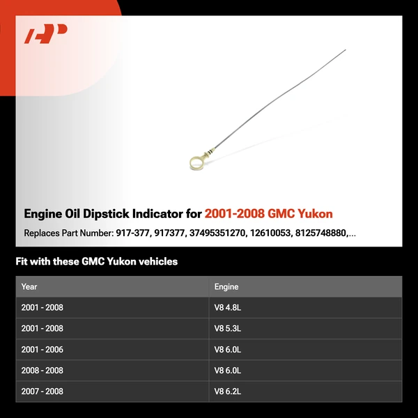 Engine Oil Dipstick Indicator for 2001-2008 GMC Yukon