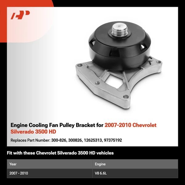Engine Cooling Fan Pulley Bracket for 2007-2010 Chevrolet Silverado 3500 HD