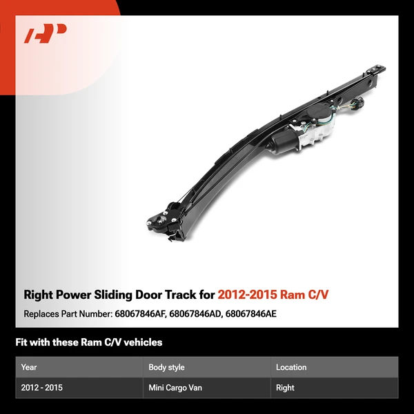 Right Power Sliding Door Track for 2012-2015 Ram C/V