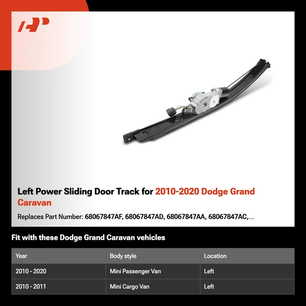 Left Power Sliding Door Track for 2010-2020 Dodge Grand Caravan
