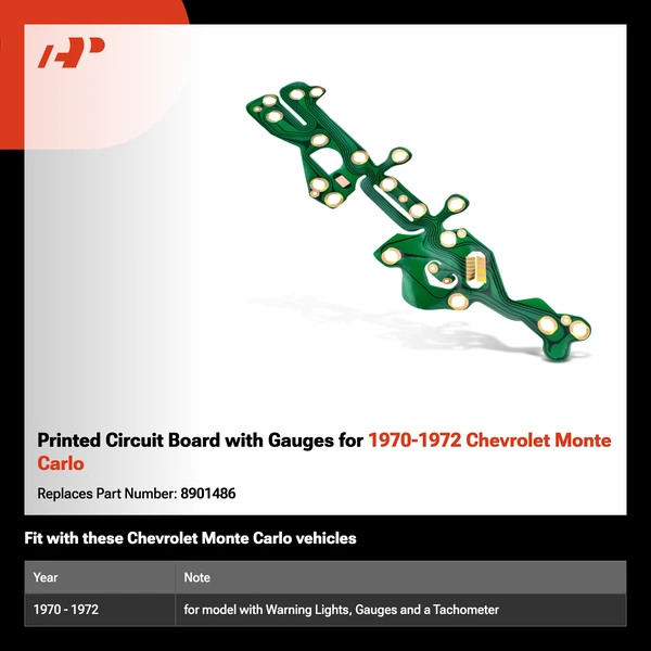 Printed Circuit Board with Gauges for 1970-1972 Chevrolet Monte Carlo