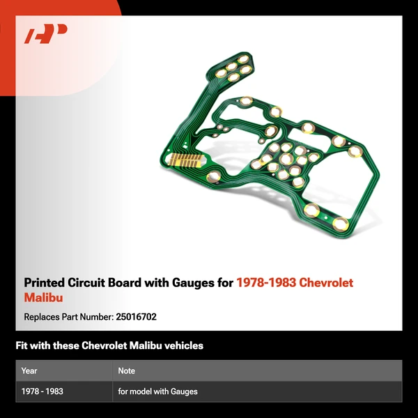 Printed Circuit Board with Gauges for 1978-1983 Chevrolet Malibu