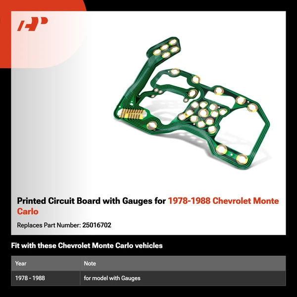 Printed Circuit Board with Gauges for 1978-1988 Chevrolet Monte Carlo